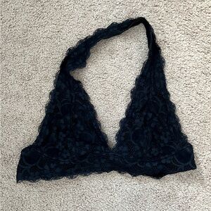 Free People • Black Lace Halter Bralette